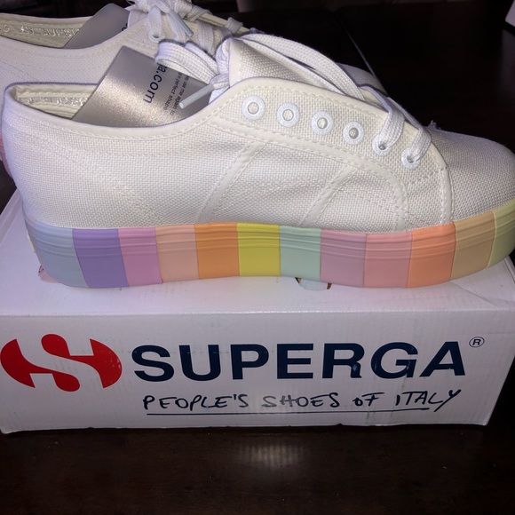 SOLD Superga 2790 white multistripe platform sneak - Picture 3 of 8